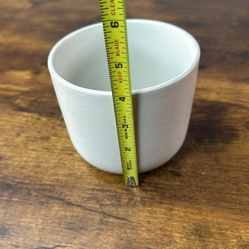 Crate&Barrel Cream Vase with Brown Wooden Lid